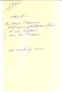 Address of Gabriel D'Arbussier