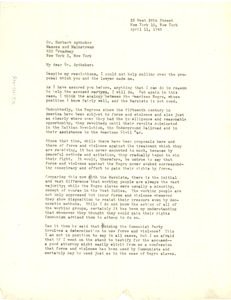 Letter from W. E. B. Du Bois to Herbert Aptheker