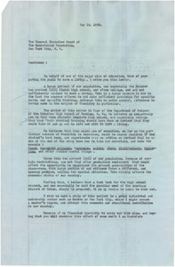 Letter from I. J. K. Wells to Rockefeller Foundation