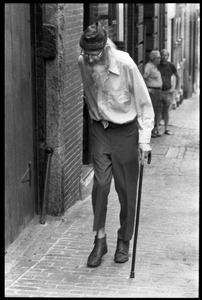 Prescott Townsend: with cane, walking up a Beacon Hill street