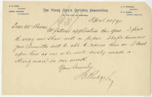 Letter from D. A. Budge to Jacob T. Bowne (April 10, 1890)