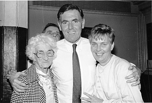 Unidentified woman, Mayor Raymond L. Flynn, Kathy Flynn