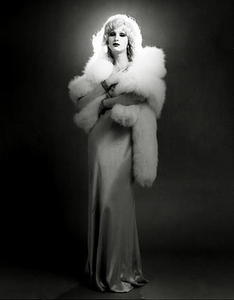 Candy Darling posing in gown and fur (1)