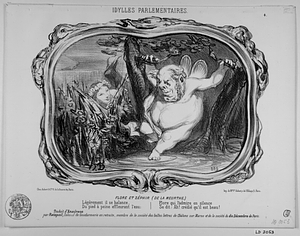 FLORE ET ZÉPHIR (DE LA MEURTHE.) Légèrement il se balance, Du pied à peine effleurant l'eau: Flore qui l'admire en silence Se dit: Ah! crédié qu'il est beau! Traduit d'Anacréon par Ratapoil, Colonel de Gendarmerie en retraite, membre de la société des belles lettres de Châlons sur Marne et de la société du Dix Décembre de Paris.