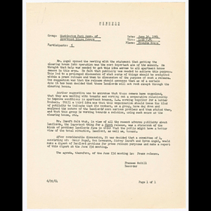 Minutes from meeting of Washington Park Association of Apartment House Owners (WAPAAHO) held June 16, 1964 at Freedom House