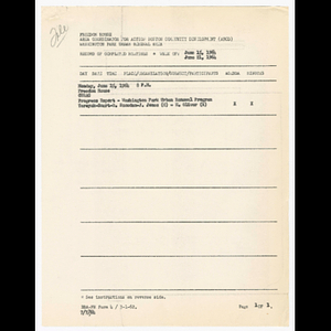 Agenda, summary and comments, minutes and attendance list for Citizens Urban Renewal Action Committee (CURAC), Grove Hall Board of Trade and Washington Park Association of Apartment House Owners meetings on June 15, 1964