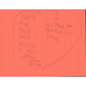 "Sorry for your loss" card from an Illinois student