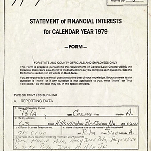 Statement of financial interests for calendar year 1979 form