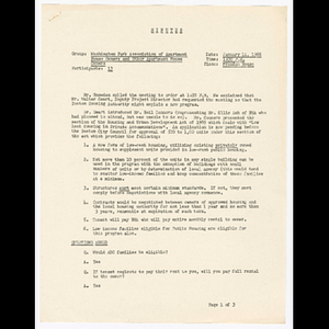 Minutes from meeting of Washington Park Association of Apartment House Owners (WAPAAHO) held January 11, 1966 at Freedom House