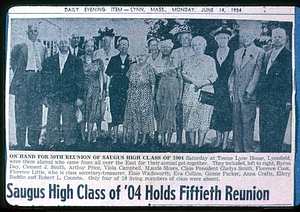 Saugus High School class of 1904, 50th reunion