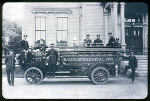 Saugus Fire Department, Hose Truck I, chemical, infront of Town Hall, Saugus