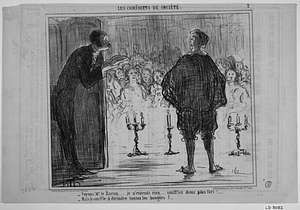 - Voyons Mr. le Baron...... je n'entends rien..... soufflez donc plus fort!..... - Mais je souffle à éteindre toutes les bougies!...