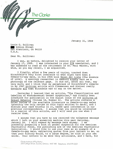 Correspondence from Ray Blanchard to Lou Sullivan (January 31, 1989)