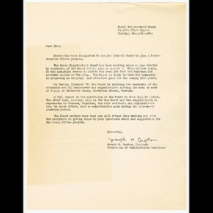 Letter from Joseph H. Gupton about the Model Neighborhood Board and meeting on December 10, 1967