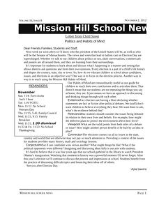 Mission Hill School newsletter, November 2, 2012