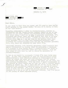 Correspondence from Lou Sullivan to Alice Webb (October 6, 1989)