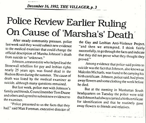 Police Review Earlier Ruling on Cause of 'Marsha's' Death