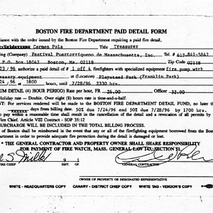 Boston Fire Department paid detail form