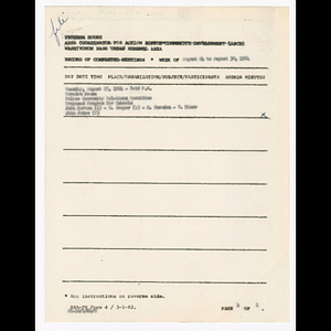 Attendance list, minutes and summary and comments from Police Community Relations Committee meeting on August 25, 1964