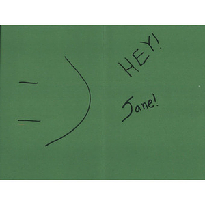 Card addressed to Jane Richard from a student at Arbor Hills Junior High School (Sylvania, Ohio)