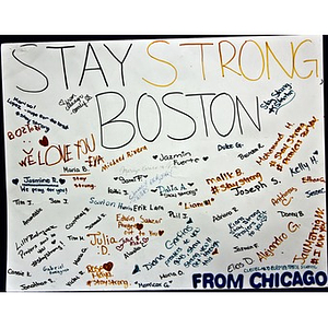 "Stay Strong Boston" poster from Copley Square Memorial ("From Chicago")