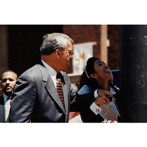 Mayor Thomas Menino and Yaritza Gonzalez Miss Festival Puertorriqueño 1996