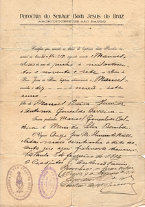 Manoel Pereira Birth Certificate