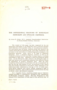 The differential diagnosis of Mongolian imbecility and sporadic cretinism