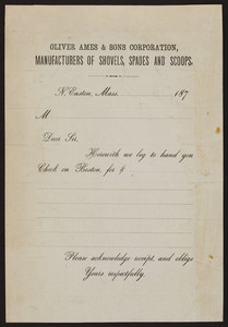 Oliver Ames & Sons Corporation, manufacturers of shovels, spades and scoops, North Easton, Mass., ca. 1870