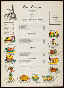 Chez Dreyfus, menu 124 Newbury Street, Route 1, Peabody, Mass.