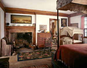 Dining room chamber showing fireplace and furniture, Cogswell's Grant, Essex, Mass.