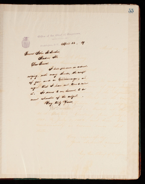 Thomas Lincoln Casey Letterbook (1888-1895), Thomas Lincoln Casey to General John R. Turchin, April 13, 1889