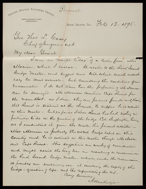 Alexander MacKenzie to Thomas Lincoln Casey, February 13, 1895