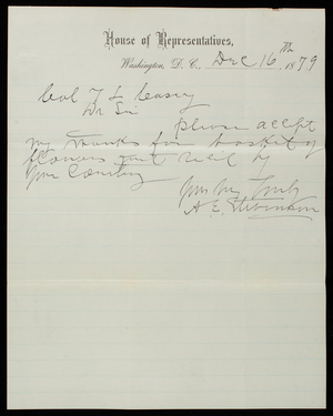 A. E. Stevenson to Thomas Lincoln Casey, December 16, 1879