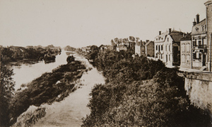 View of a town built along a river