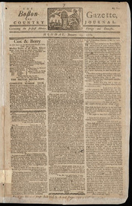 The Boston-Gazette, and Country Journal, 13 January 1772