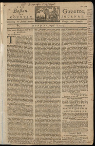 The Boston-Gazette, and Country Journal, 8 August 1774