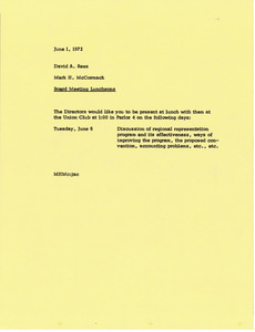 Memorandum from Mark H. McCormack to David A. Rees