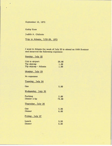 Memorandum from Judy Chilcote to Kathy Hess