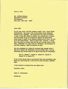 Letter from Mark H. McCormack to Clifford Roberts