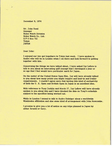 Letter from Mark H. McCormack to John Read