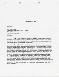 Letter from Mark H. McCormack to Sam Gates