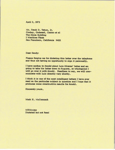 Letter from Mark H. McCormack to Frank D. Tatum, Jr.