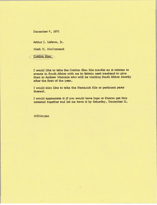 Memorandum from Mark H. McCormack to Arthur J. Lafave, Jr.