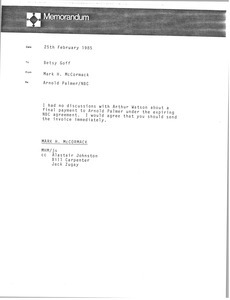 Memorandum from Betsy Goff to Mark H. McCormack