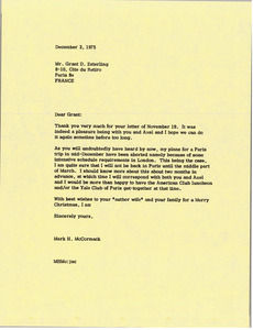 Letter from Mark H. McCormack to Grant D. Esterling