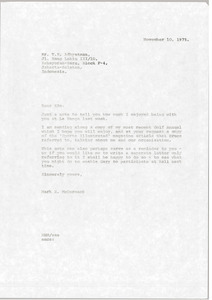 Letter from Mark H. McCormack to T. K. Adhyatman
