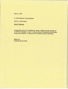 Memorandum from Mark H. McCormack to H. Kent Stanner and John H. Melcher