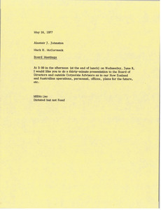 Memorandum from Mark H. McCormack to Alastair J. Johnson