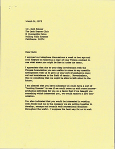 Letter from Mark H. McCormack to Jack Kramer